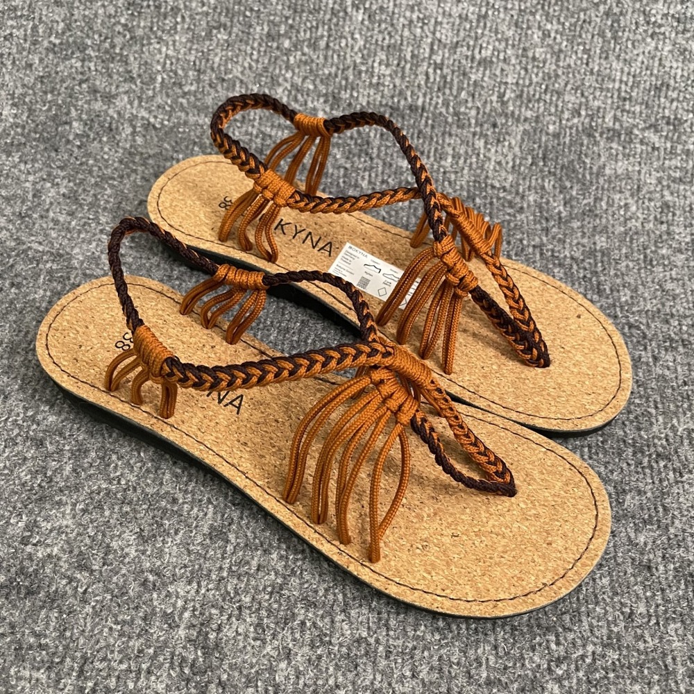 BOKYNA Seastar Rope Sandals Womens EU 38 US 7 Terracotta Orange Braided Vegan